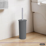Toilet Bowl Brush and Holder By Superio | Ribbed | Grey