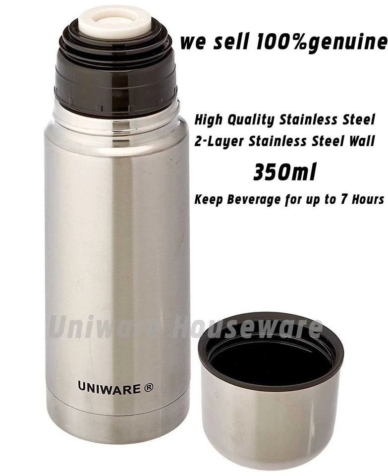 Vacuum Flask Bottle Stainless Steel | 350ML | Double-Wall Insulated | Uniware