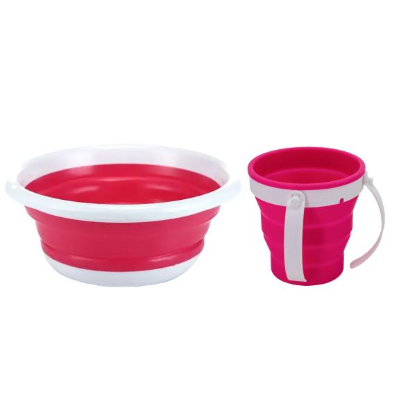 Collapsible Pink Washing Cup & Basin AVENUE