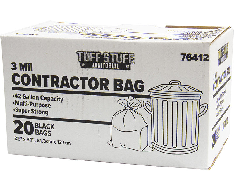Contractor Bags 42 Gal 3Mill 20Ct Tuff Stuff